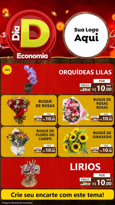 Modelo de TV para TV Vertical com o tema Dia D Economia para Floricultura e jardim