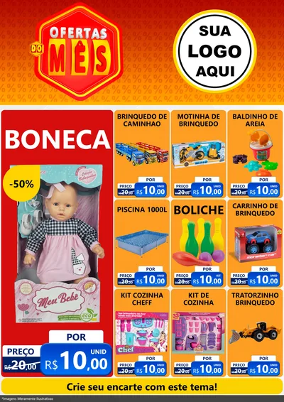 Modelo de Encarte para Encarte A4 Vertical com o tema Ofertas do Mês para Brinquedos