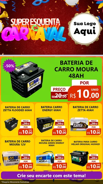 Modelo de Rede Social para Stories com o tema Super Esquenta de Carnaval para Baterias Elétricas