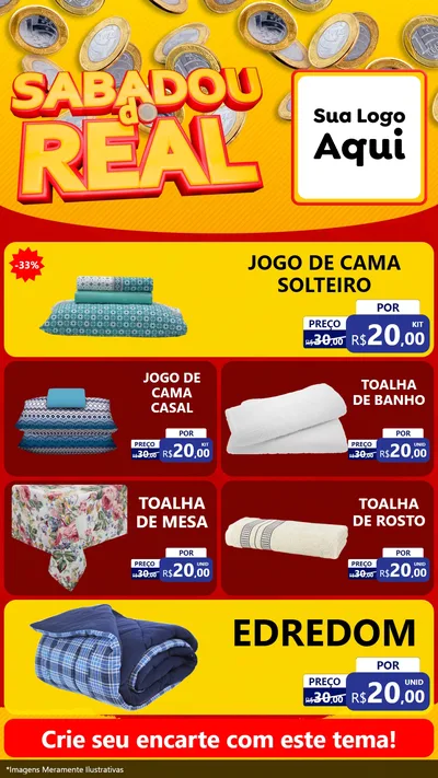 Modelo de TV para TV Vertical com o tema Sabadou do Real para Cama, Mesa e Banho