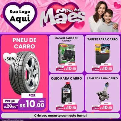 Modelo de Rede Social para Feed Facebook com o tema Dia das Mães para Auto peças