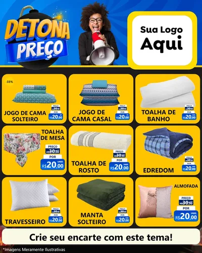 Modelo de Rede Social para Feed Instagram com o tema Detona Preços para Cama, Mesa e Banho