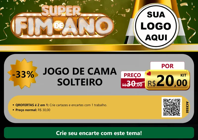 Modelo de Cartaz para Cartaz A4 Horizontal com o tema Super Fim de Ano para Cama, Mesa e Banho