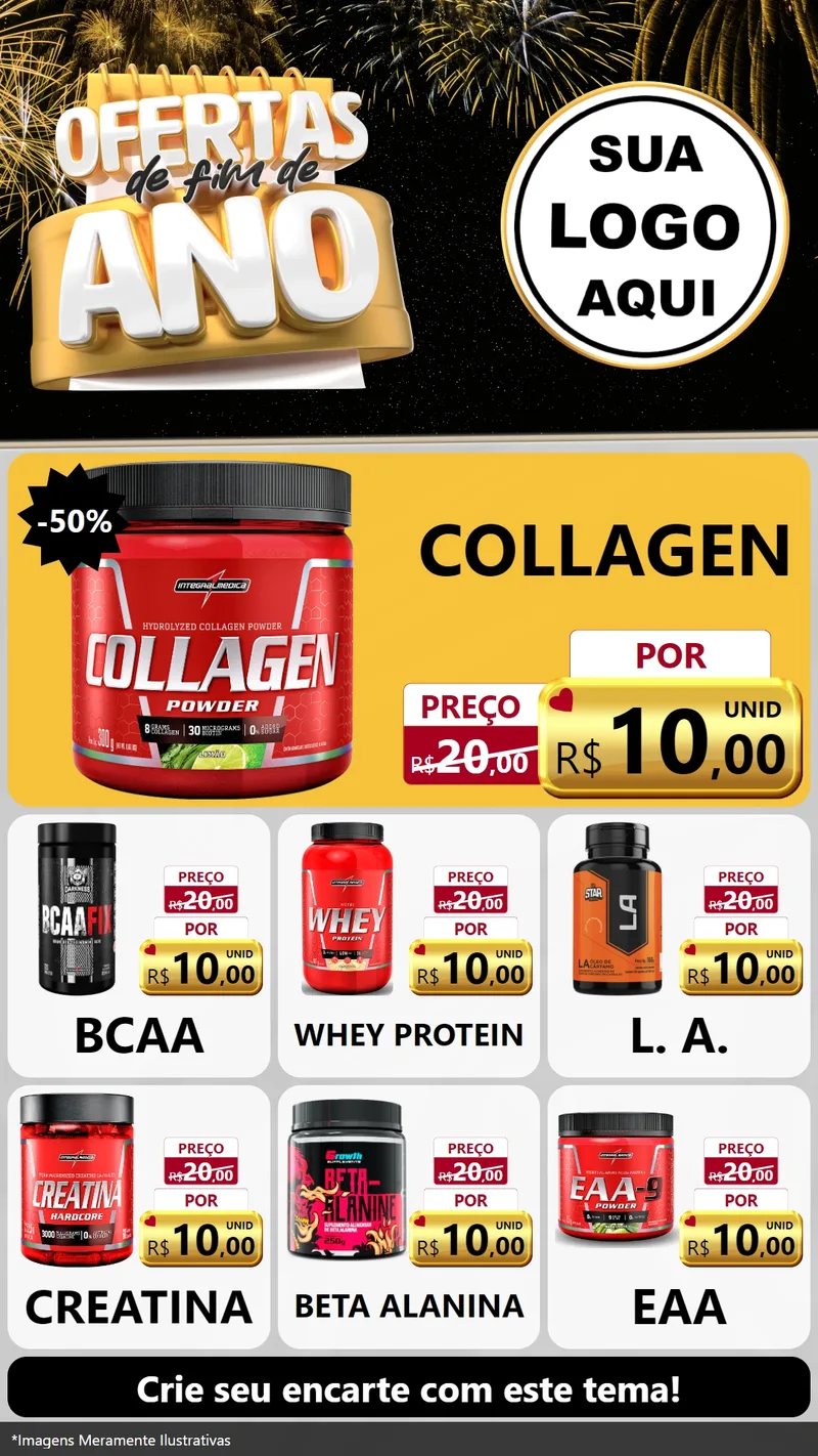 Modelo de Rede Social para Stories com o tema Ofertas de Fim de Ano para Suplementos alimentares