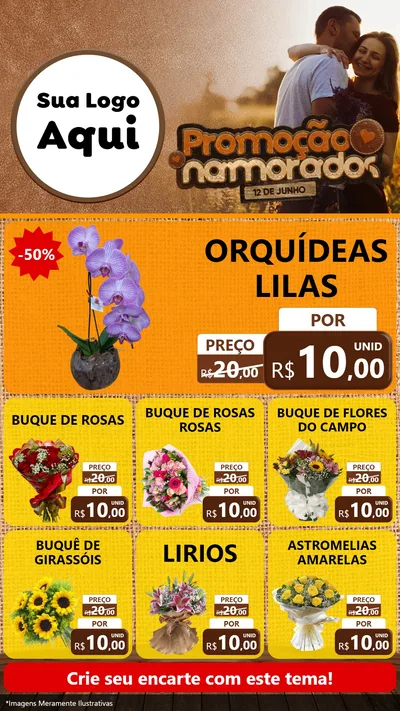 Modelo de Rede Social para Stories com o tema Promoção Namorados para Floricultura e jardim