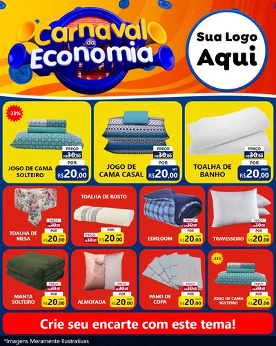 Modelo de Rede Social para Feed Instagram com o tema Carnaval da Economia para Cama, Mesa e Banho