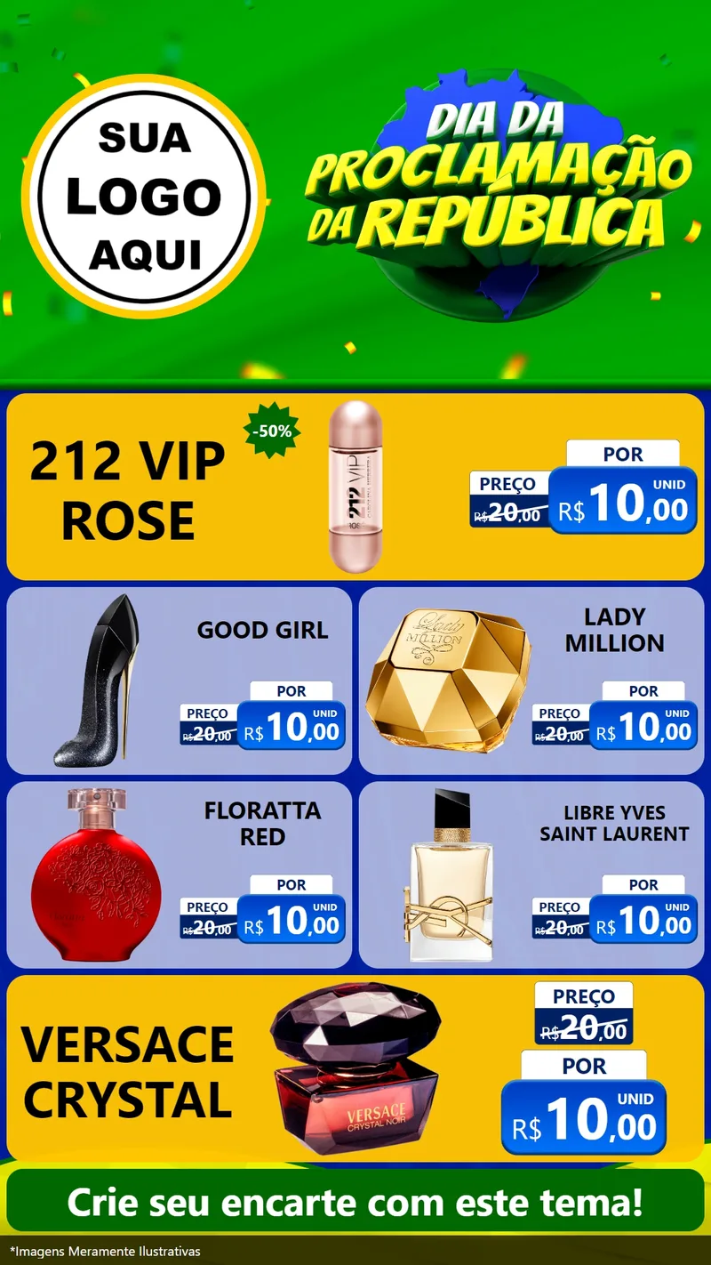 Modelo de TV para TV Vertical com o tema Dia Da Proclamação Da República para Perfumes