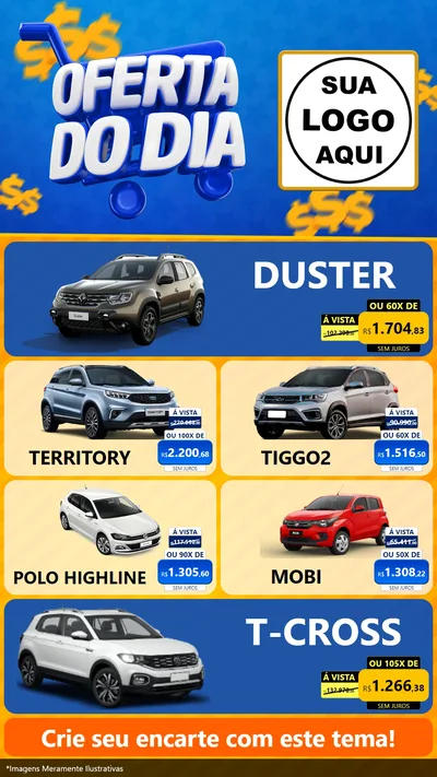 Modelo de TV para TV Vertical com o tema Oferta do Dia para Concessionaria de Carros