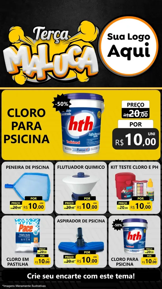 Modelo de Rede Social para Stories com o tema Terça Maluca para Produtos para Piscina