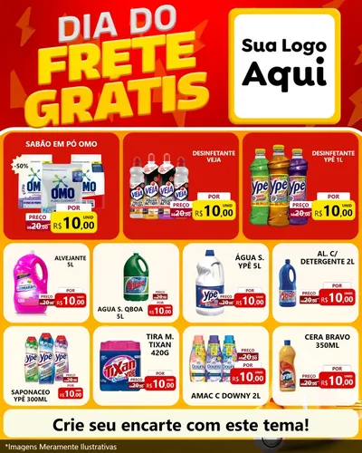 Modelo de Rede Social para Feed Instagram com o tema Dia do Frete Grátis para Produtos de Limpeza