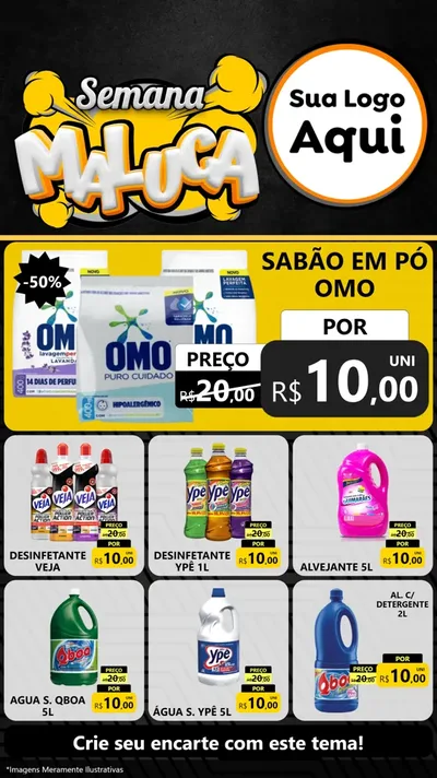Modelo de Rede Social para Stories com o tema Semana Maluca para Produtos de Limpeza