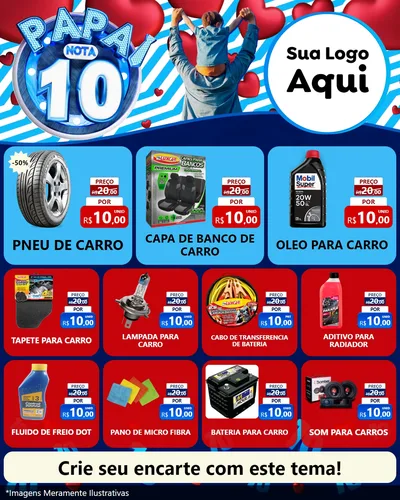 Modelo de Rede Social para Feed Instagram com o tema Papai Nota 10 para Auto peças