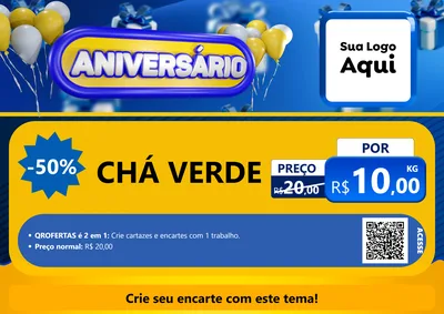 Modelo de Cartaz para Cartaz A4 Horizontal com o tema Aniversário para Produtos Naturais