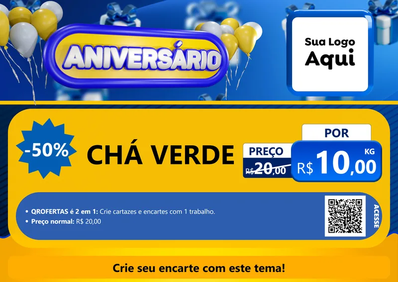 Modelo de Cartaz para Cartaz A4 Horizontal com o tema Aniversário para Produtos Naturais