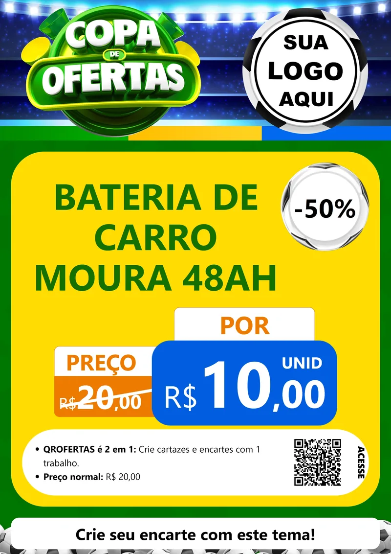 Modelo de Cartaz para Cartaz A4 Vertical com o tema Copa de Ofertas para Baterias Elétricas