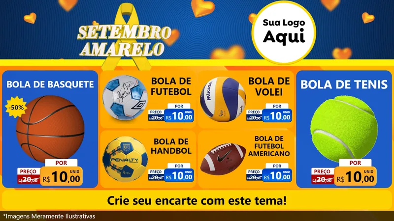 Modelo de TV para TV Horizontal com o tema Setembro Amarelo para Artigos Esportivos