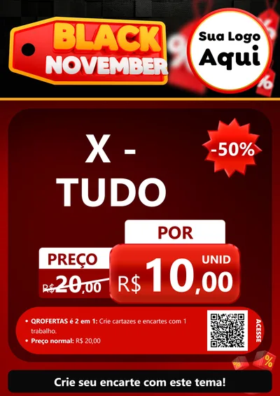 Modelo de Cartaz para Cartaz A4 Vertical com o tema Black November para Hamburgueria