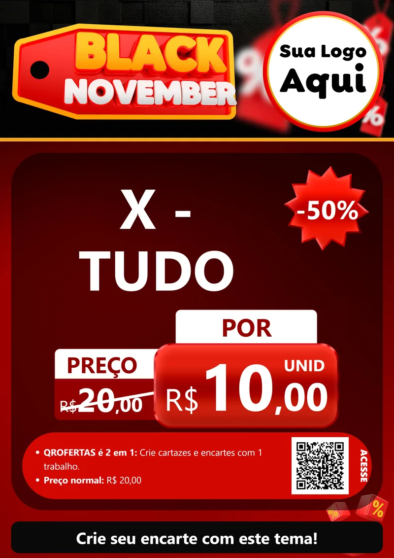 Modelo de Cartaz para Cartaz A4 Vertical com o tema Black November para Hamburgueria