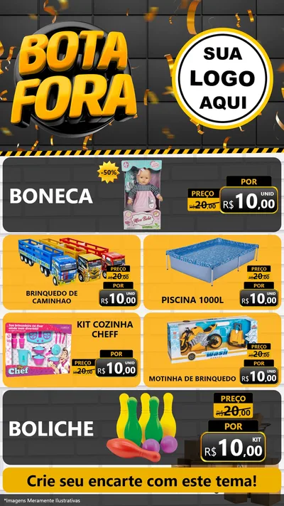 Modelo de TV para TV Vertical com o tema Bota Fora para Brinquedos