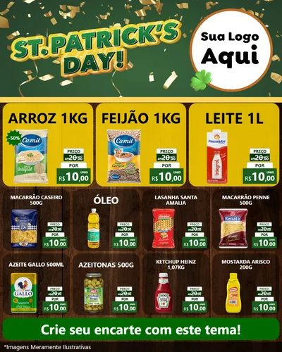 Modelo de Rede Social para Feed Instagram com o tema St Patriks Day para Supermercado