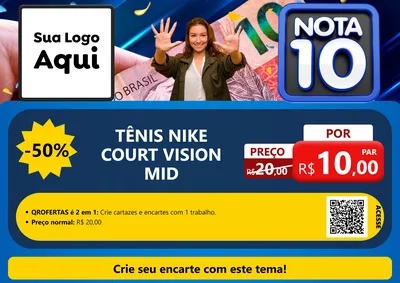 Modelo de Cartaz para Cartaz A4 Horizontal com o tema Nota 10 para Calçados
