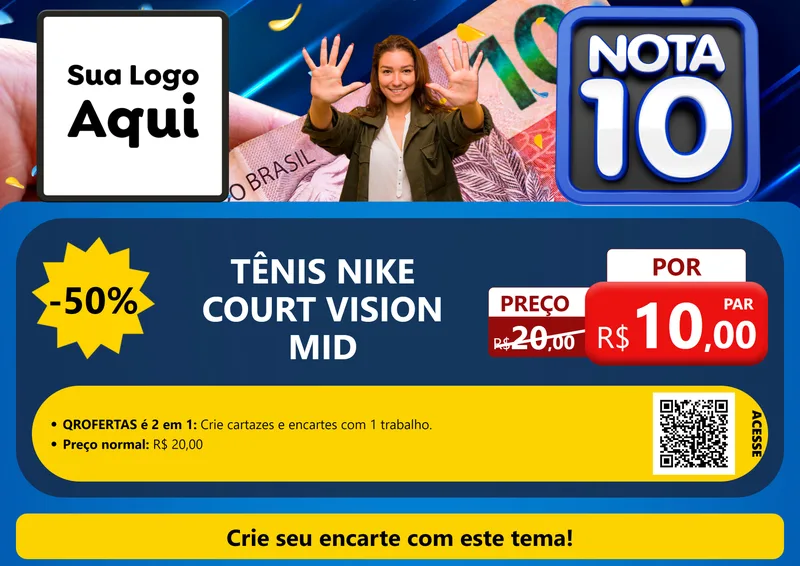 Modelo de Cartaz para Cartaz A4 Horizontal com o tema Nota 10 para Calçados