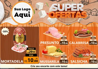 Modelo de Encarte para Encarte A4 Horizontal com o tema Super Ofertas para Frios e Laticínios