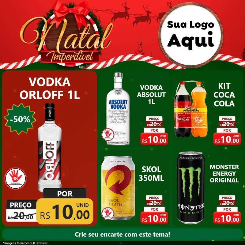 Modelo de Rede Social para Feed Facebook com o tema Natal Imperdível para Distribuidora de bebidas