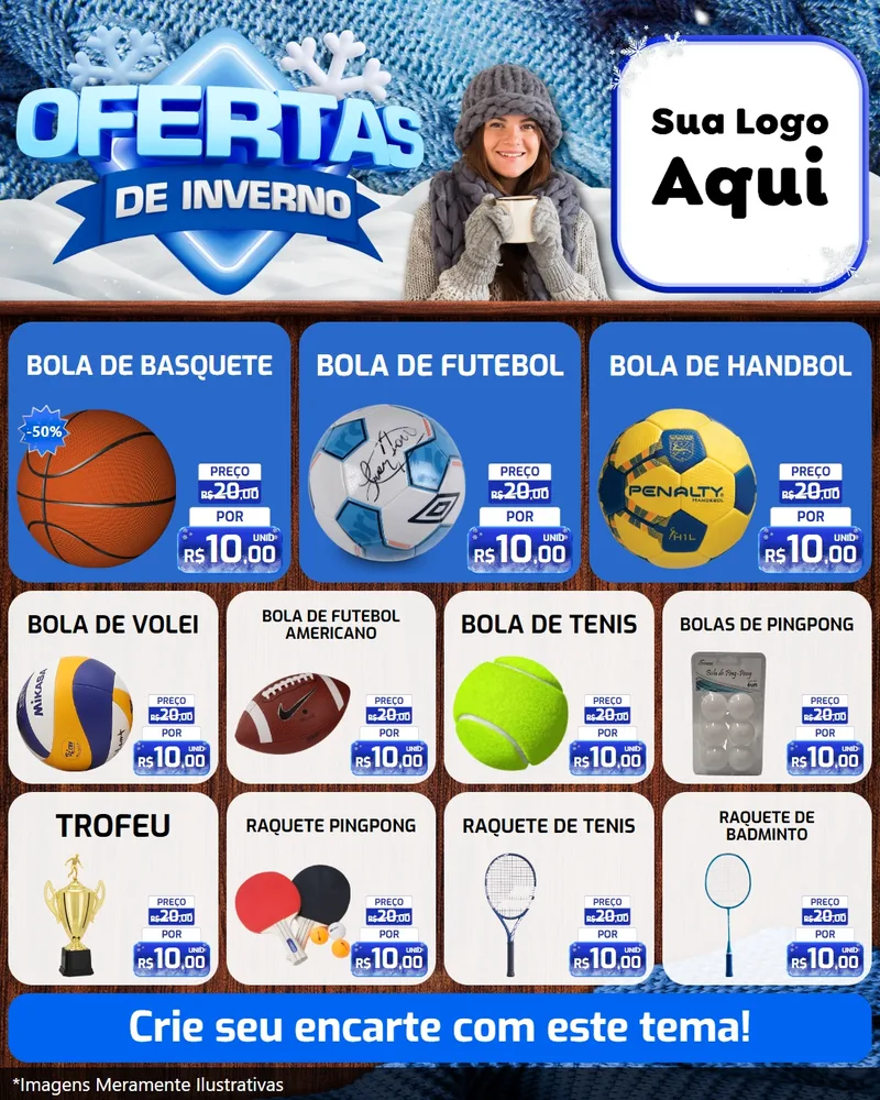 Modelo de Rede Social para Feed Instagram com o tema Ofertas de Inverno para Artigos Esportivos