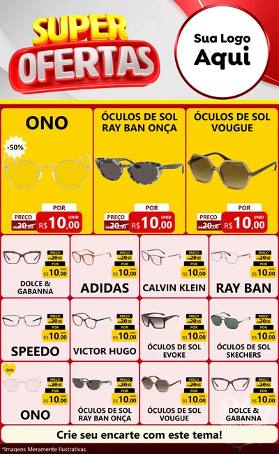 Modelo de Encarte para Encarte Grande com o tema Super Ofertas para Óticas
