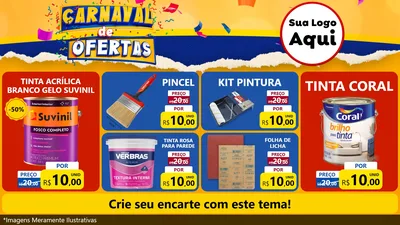 Modelo de TV para TV Horizontal com o tema Carnaval de Ofertas para Tintas e Ferramentas