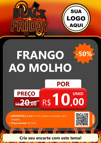 Modelo de Cartaz para Cartaz A4 Vertical com o tema Black Friday para Restaurante