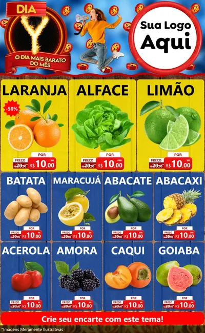 Modelo de Encarte para Encarte Grande com o tema Dia Y - O Dia Mais Barato Do Mês para Hortifrúti