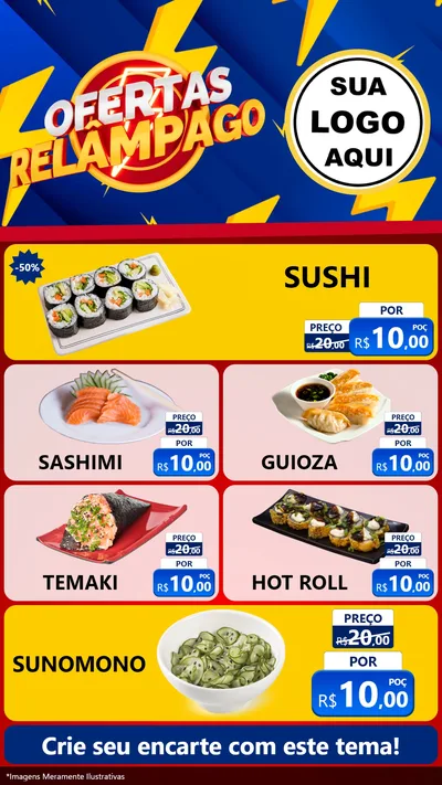 Modelo de TV para TV Vertical com o tema Ofertas Relâmpago para Comida japonesa