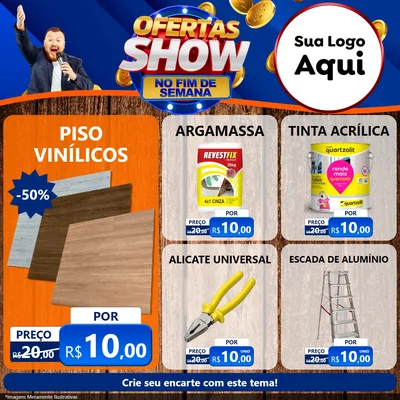 Modelo de Rede Social para Feed Facebook com o tema Ofertas Show No Fim De Semana para Material para Construção