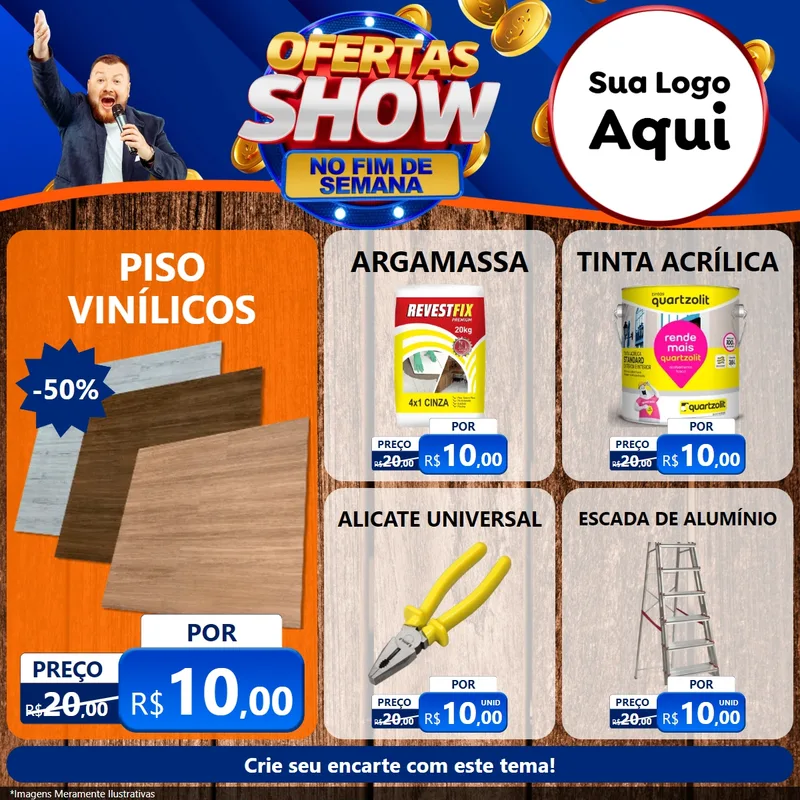 Modelo de Rede Social para Feed Facebook com o tema Ofertas Show No Fim De Semana para Material para Construção