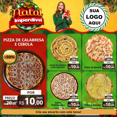 Modelo de Rede Social para Feed Facebook com o tema Natal Imperdível para Pizzaria