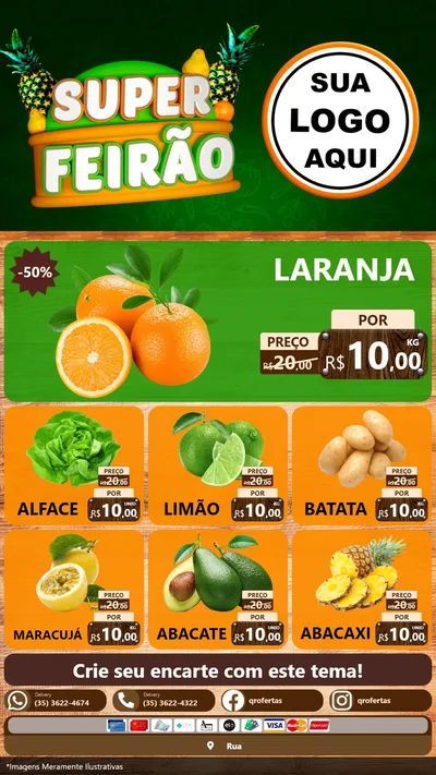 Modelo de Rede Social para Stories com o tema Super Feirão para Hortifrúti