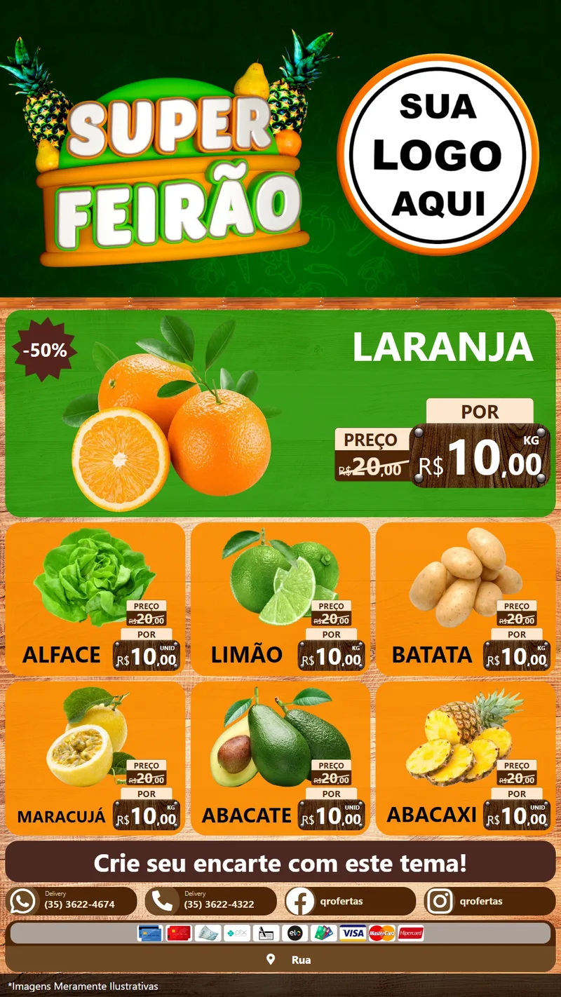 Modelo de Rede Social para Stories com o tema Super Feirão para Hortifrúti