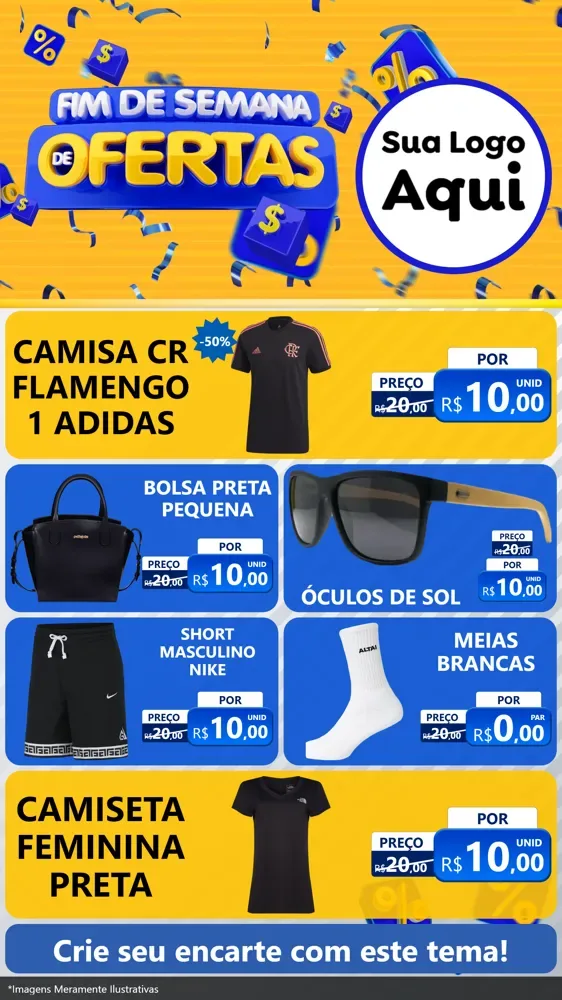 Modelo de TV para TV Vertical com o tema Fim de Semana de Ofertas para Roupas e acessórios
