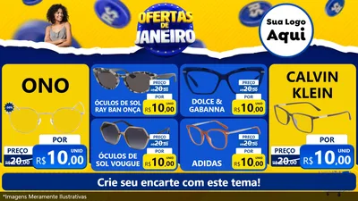 Modelo de TV para TV Horizontal com o tema Ofertas de Janeiro para Óticas
