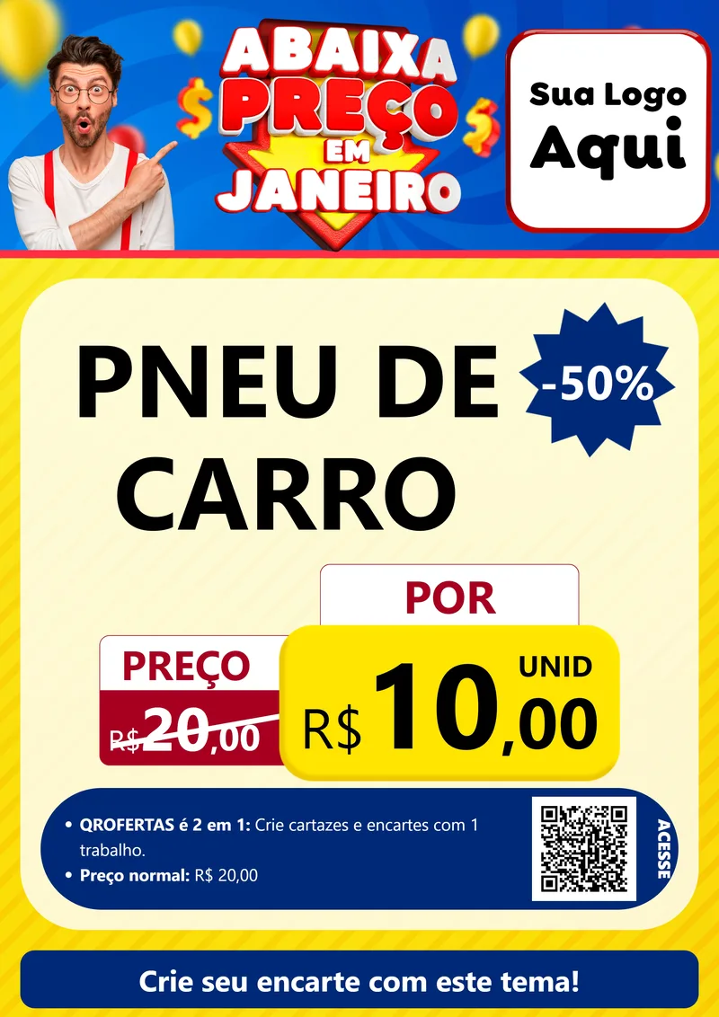 Modelo de Cartaz para Cartaz A4 Vertical com o tema Abaixa Preço em Janeiro para Auto peças