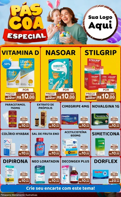 Modelo de Encarte para Encarte Grande com o tema Páscoa Especial para Farmácia