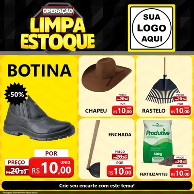 Modelo de Rede Social para Feed Facebook com o tema Operação Limpa Estoque para Agropecuária