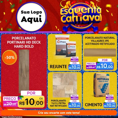 Modelo de Rede Social para Feed Facebook com o tema Esquenta de Carnaval para Pisos e revestimentos