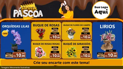 Modelo de TV para TV Horizontal com o tema Especial Páscoa para Floricultura e jardim