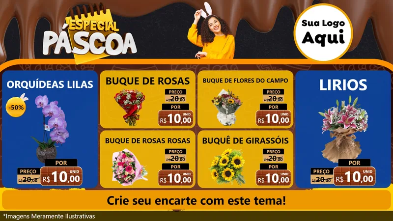 Modelo de TV para TV Horizontal com o tema Especial Páscoa para Floricultura e jardim