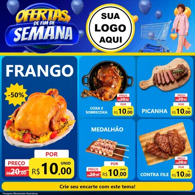 Modelo de Rede Social para Feed Facebook com o tema Ofertas de Fim de Semana para Assados