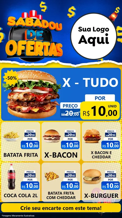 Modelo de Rede Social para Stories com o tema Sabadou de Ofertas para Hamburgueria