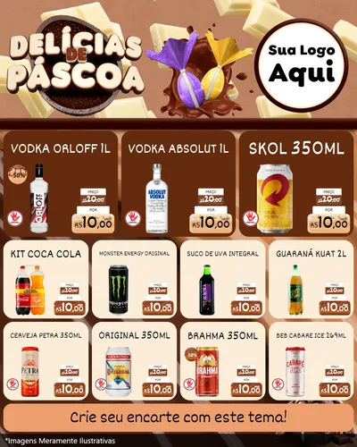 Modelo de Rede Social para Feed Instagram com o tema Delícias de Páscoa para Distribuidora de bebidas